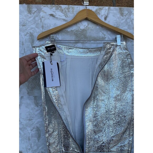 RETROFETE SILVER Liza Leather Skirt SIZE XS - Picture 8 of 12